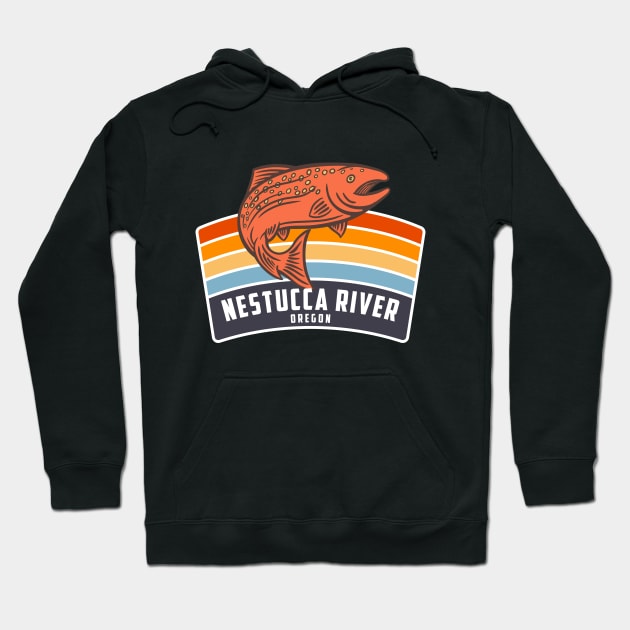 Nestucca River Oregon Salmon Fishing Graphic Hoodie by Eureka Shirts